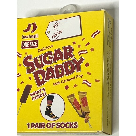 Candy Bar Crew Socks Black Yellow Red Gift Boxed One Size Fun Novelty Pair - Picture 5 of 8
